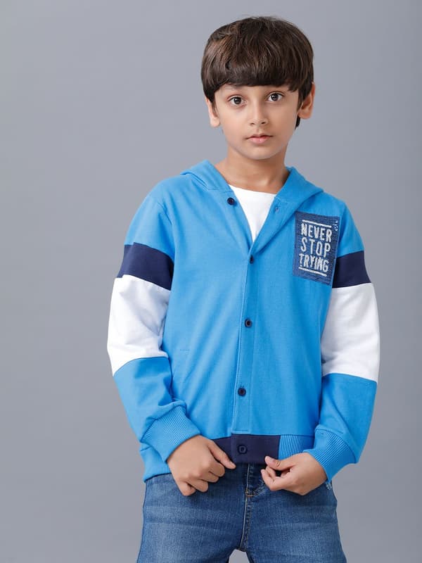 Boys Full Sleeve Sweat Shirt With Front Opening &